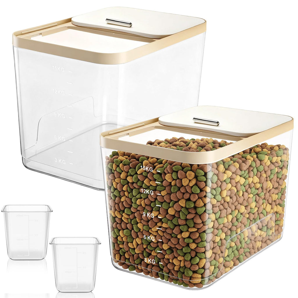 2 Pack 30 Lbs Airtight Dog Food Storage Container with Scoops V207