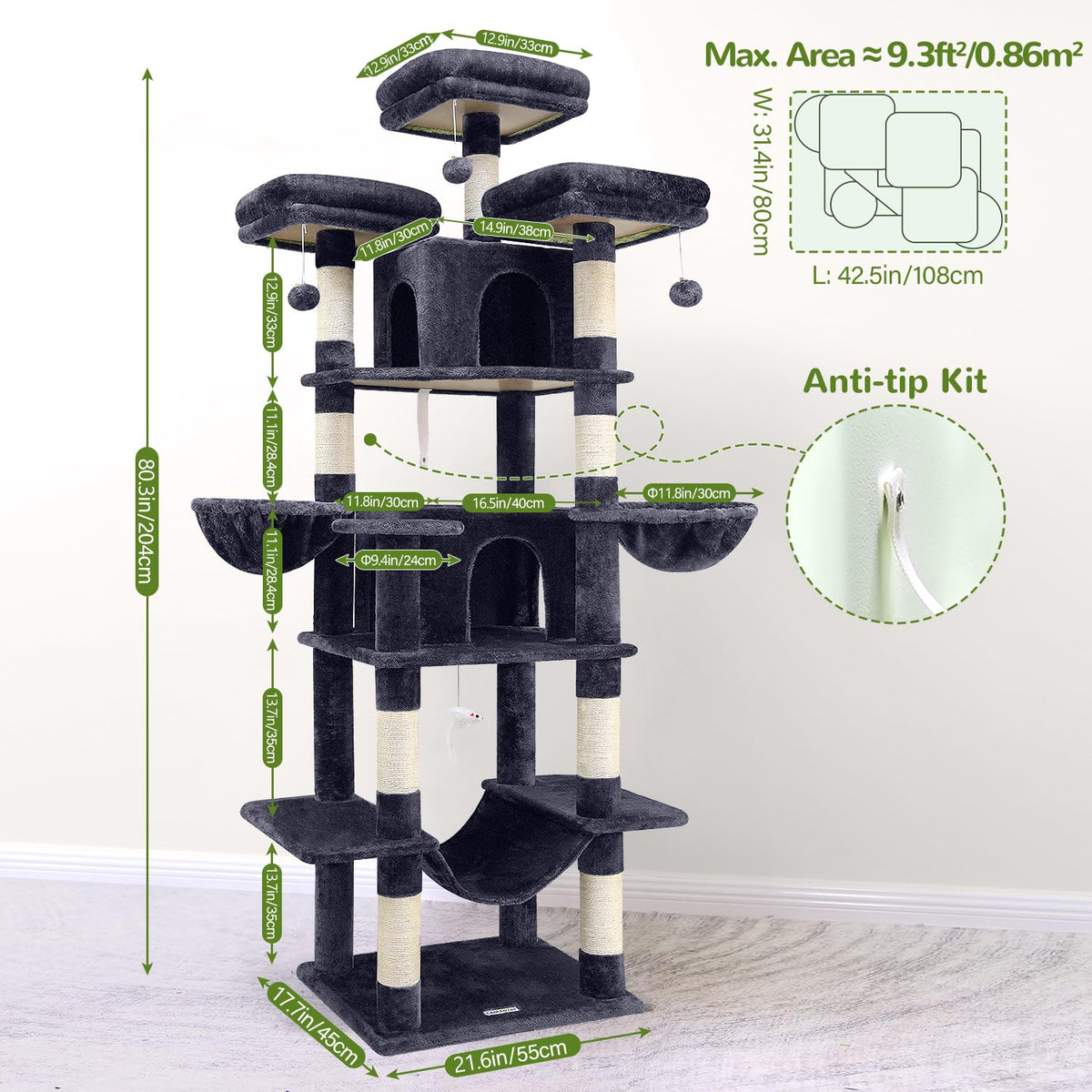 Dark Grey XXL Cat Tower T29148