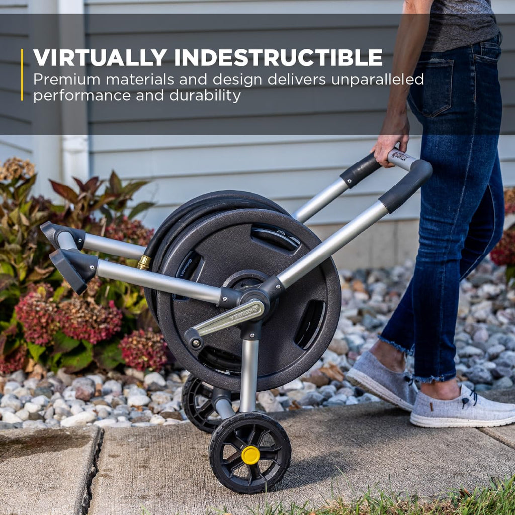 Aluminum Garden Hose Reel, 200 Ft, Brass Fittings D54863