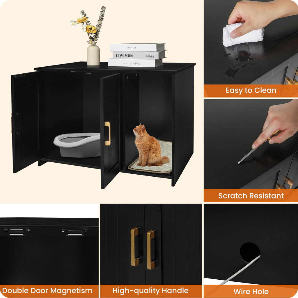 Cat Litter Box Enclosure with Scratching Mat J236