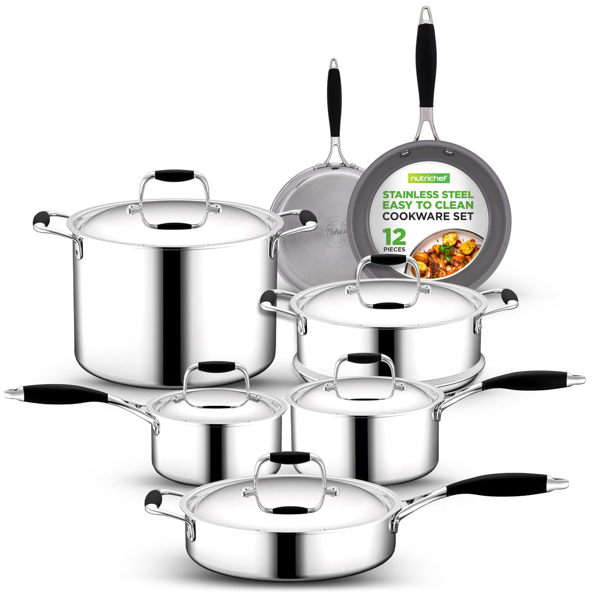 12-Piece Stainless Steel Non-Stick Cookware Set R6116