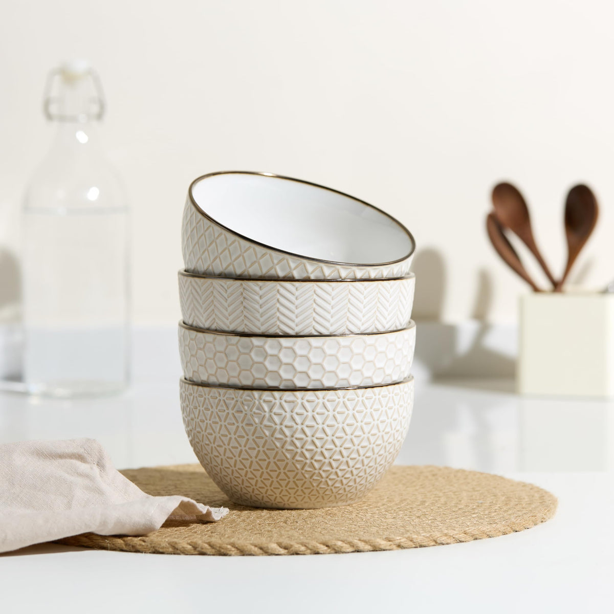 Ceramic Soup Bowls Set of 4, 26 oz G804