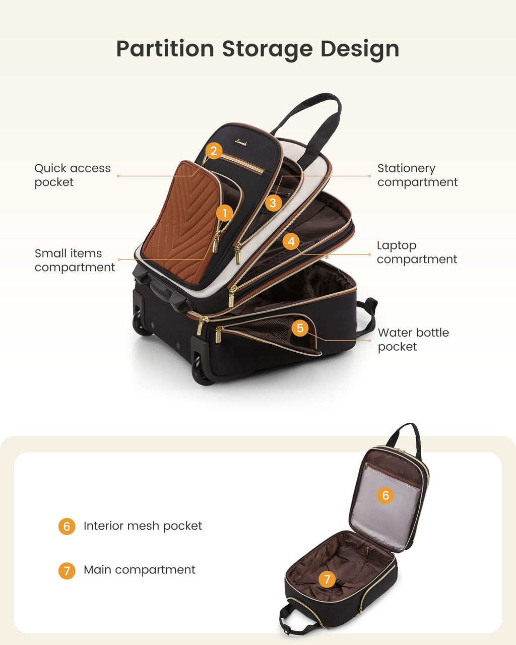 Underseat Carry On Luggage with Wheels V652548