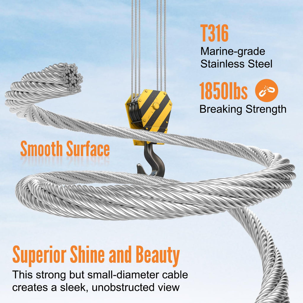 1000FT 1/8" Stainless Steel Cable I769413