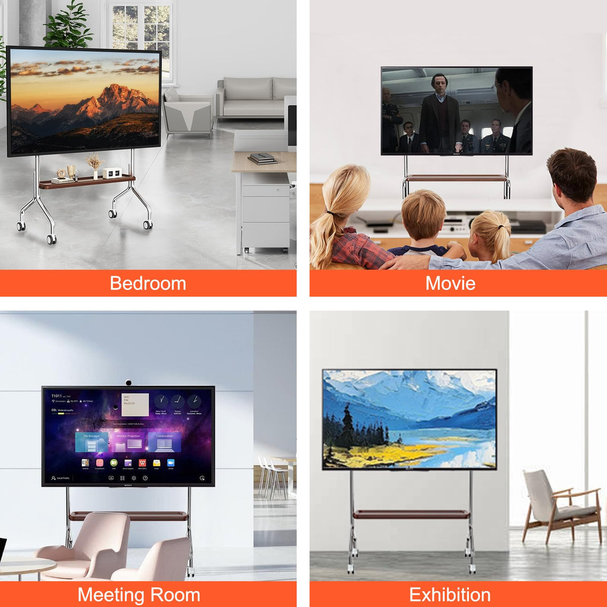 Rolling TV Stand for 32-75" TVs with Shelf O207964