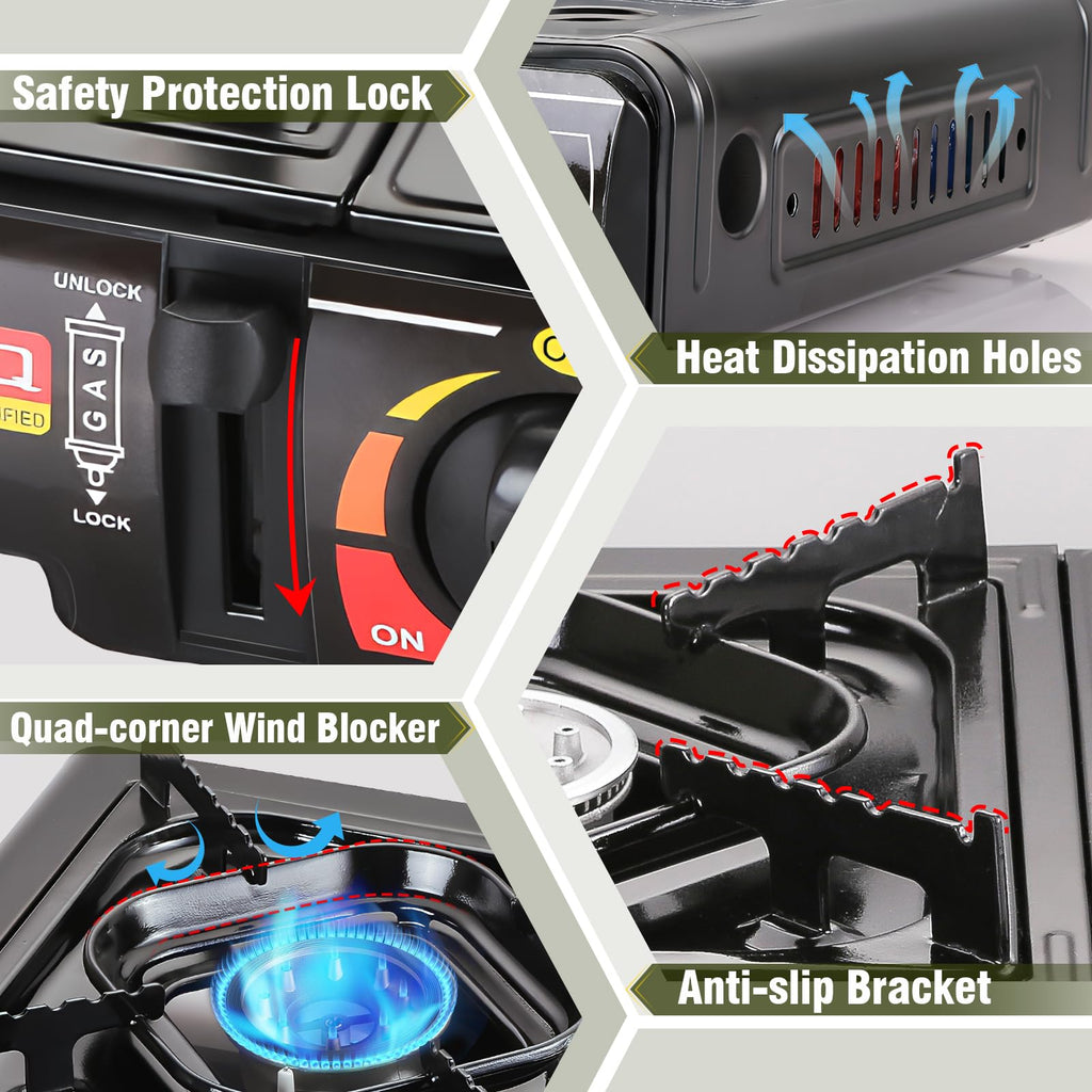 Portable Dual Fuel Single Burner Camping Stove I47483