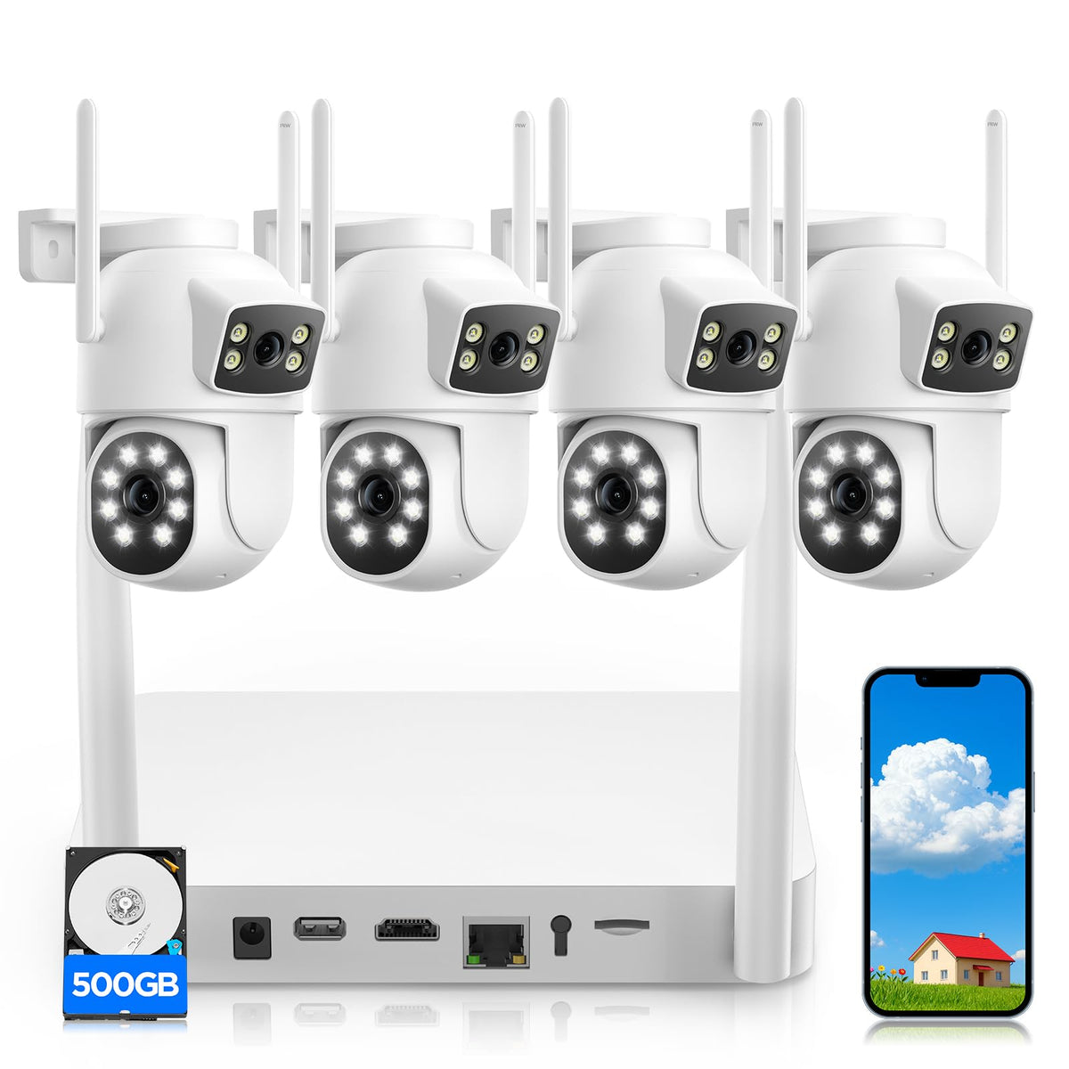 Wireless Outdoor 4 Cam Home Security Cameras System G2945