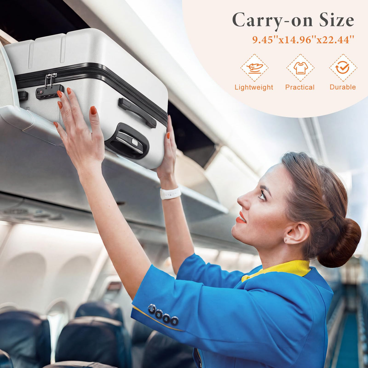 20 Inch White Hard Shell Suitcase B641312