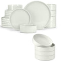 18-Piece Speckled White Stoneware Dinnerware Set C624