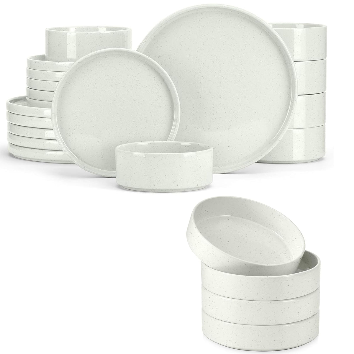 18-Piece Speckled White Stoneware Dinnerware Set C624