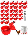 30 Packs Large Automatic Poultry Water Feeder Cups with Tee Fittings L368771