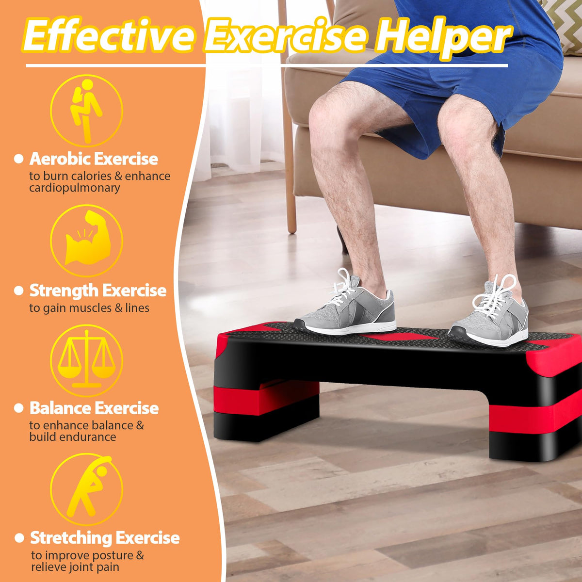 Adjustable Aerobic Stepper with Risers Y840663