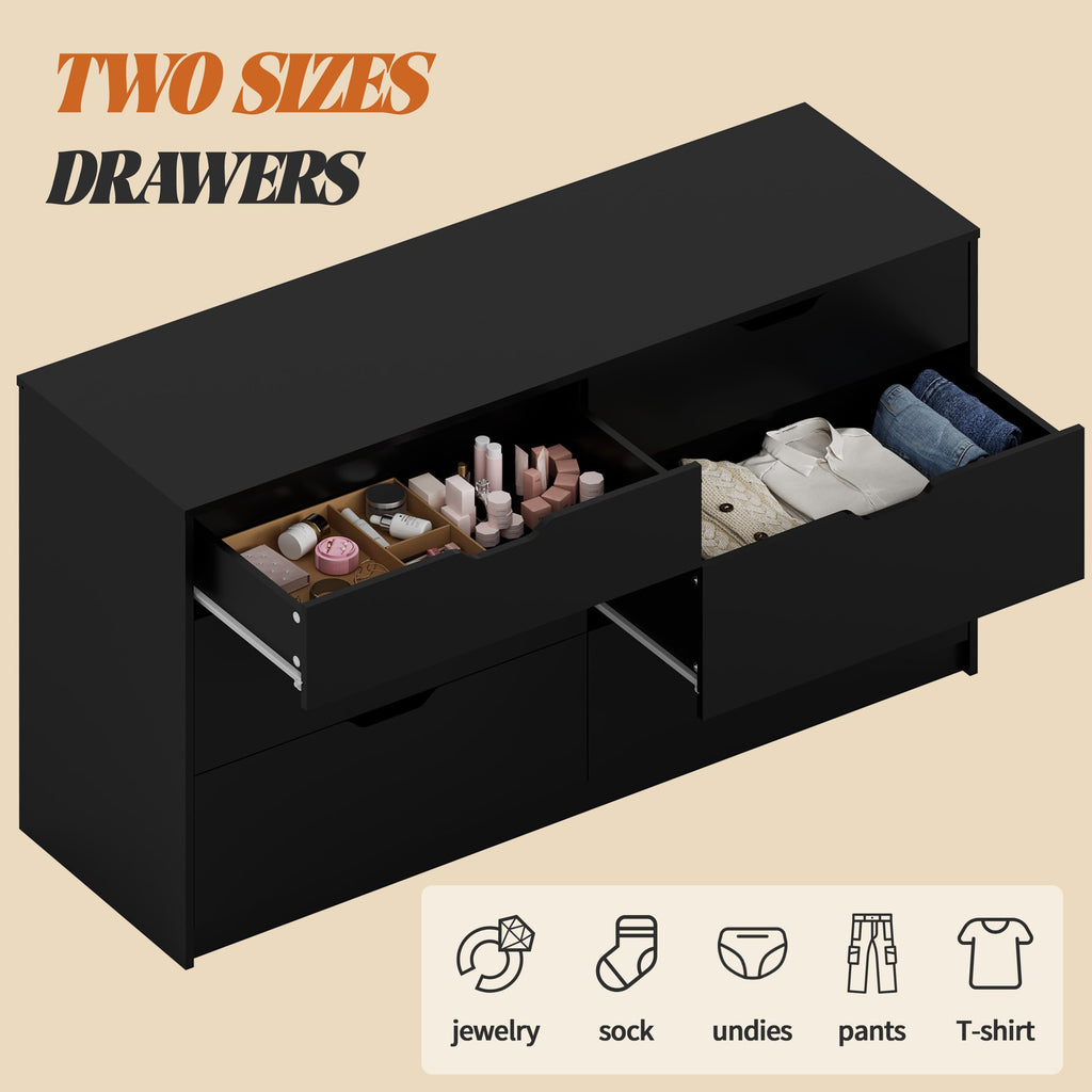 Black 6 Drawer Dresser M199