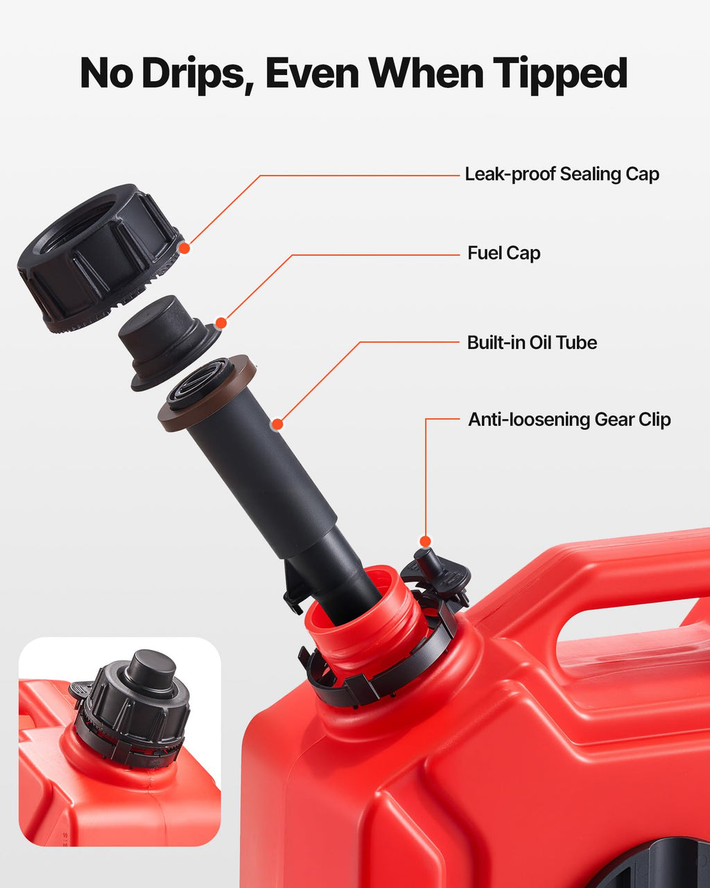 1.3 Gallon Gas Can with Spout and Lockable Bracket X8873