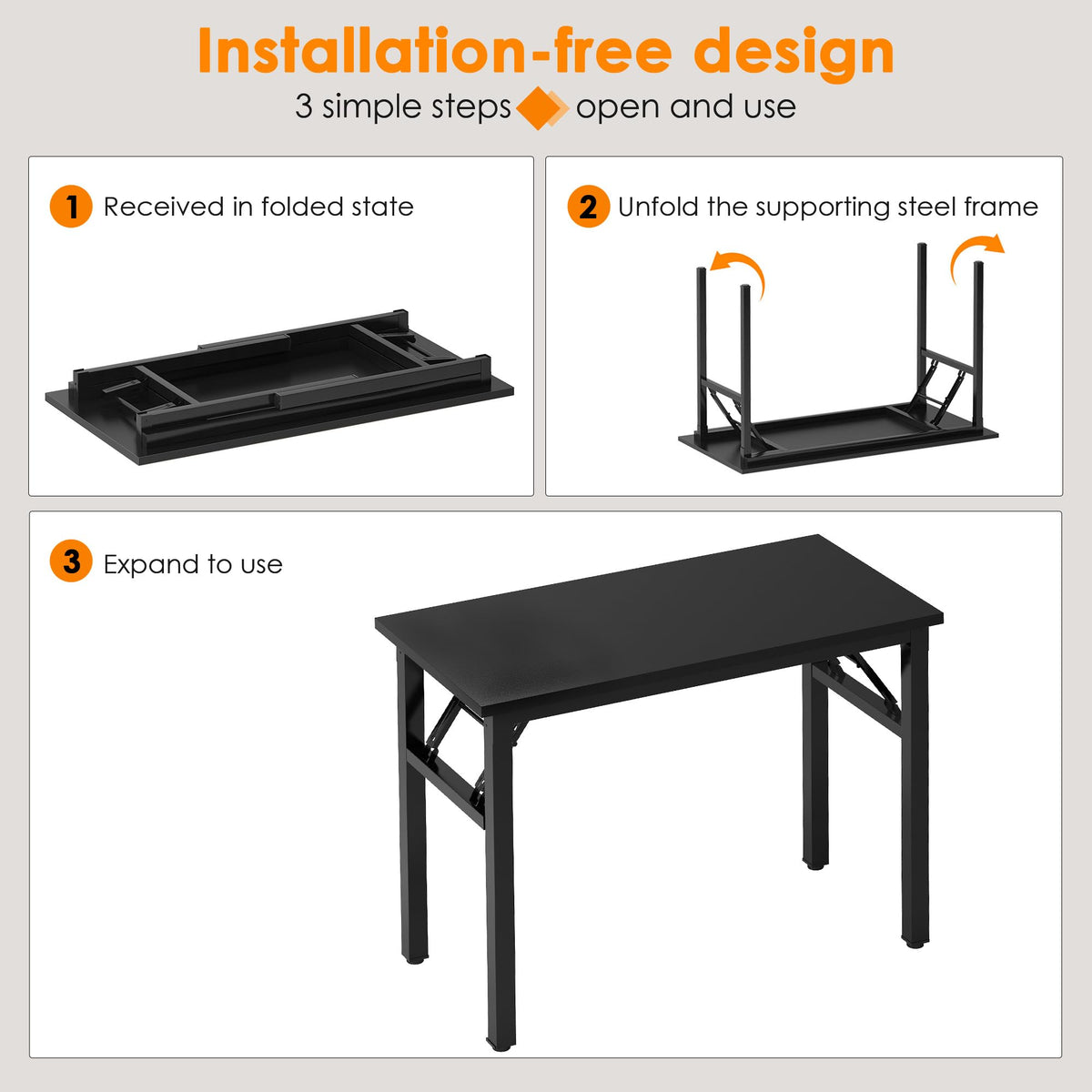 39.4 Inch Black Folding Computer Desk T93206