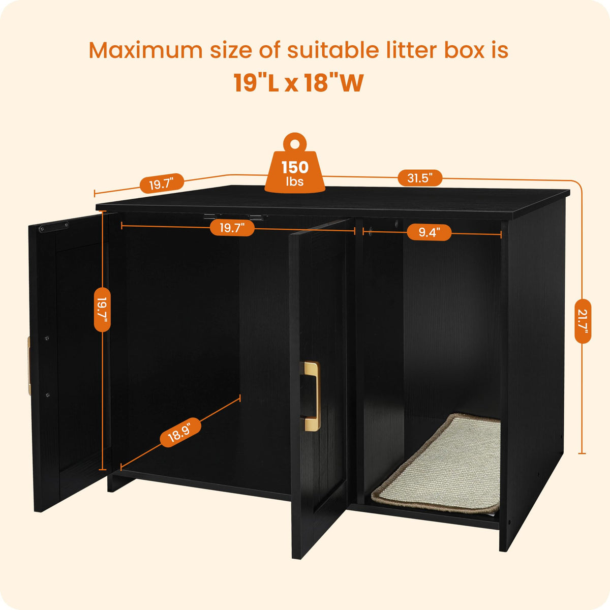 Cat Litter Box Enclosure with Scratching Mat J236