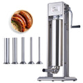 7 L Stainless Steel Manual Sausage Stuffer with 5 Stuffing Tubes O342043