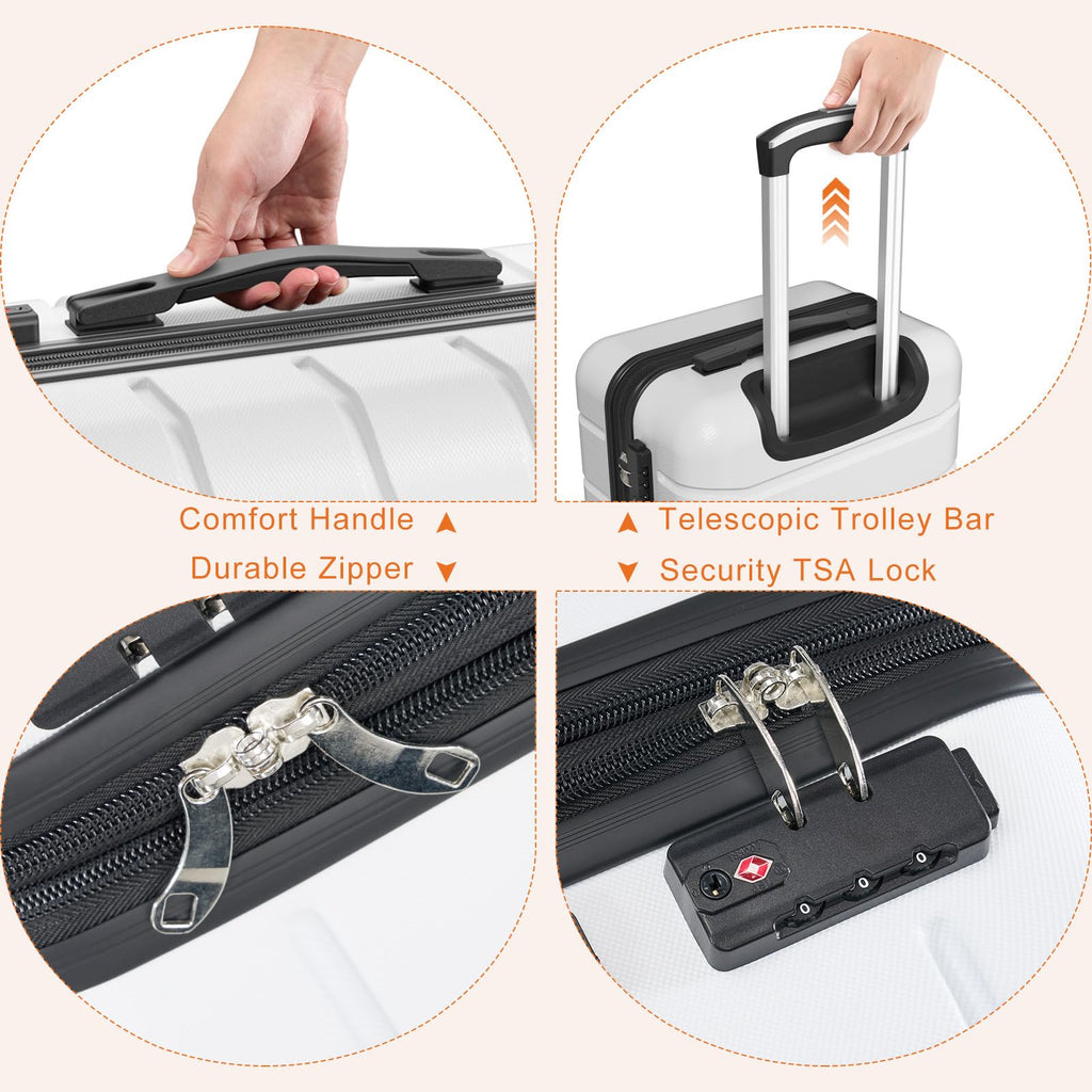20 Inch White Hard Shell Suitcase B641312