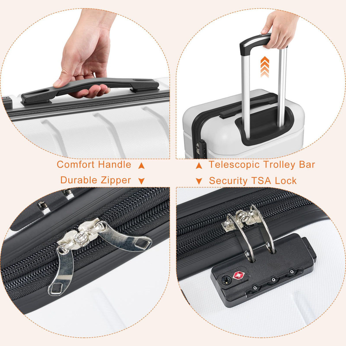 20 Inch White Hard Shell Suitcase B641312