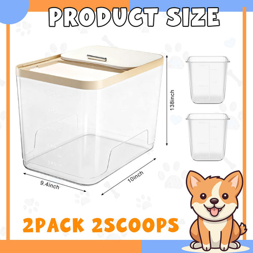 2 Pack 30 Lbs Airtight Dog Food Storage Container with Scoops V207