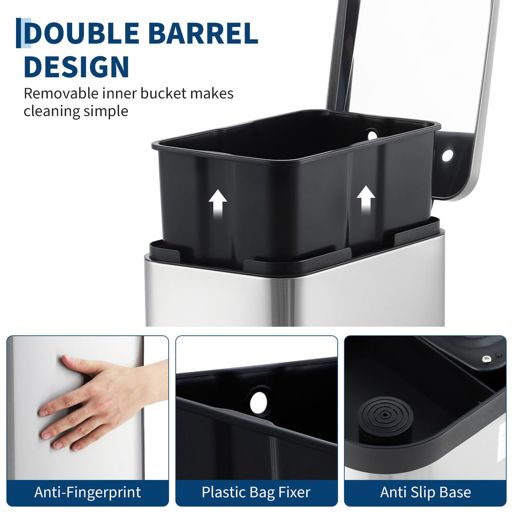 13 Gal Stainless Steel Step-On Kitchen Trash Can K81341