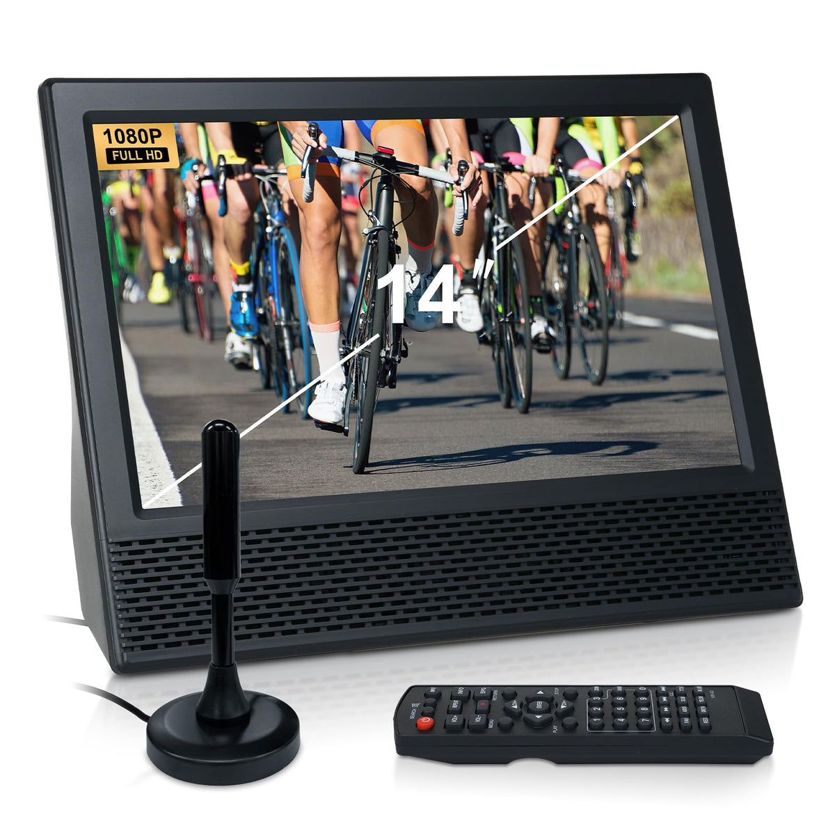 14 inch Portable ATSC Digital TV with Antenna and Remote Control Y637