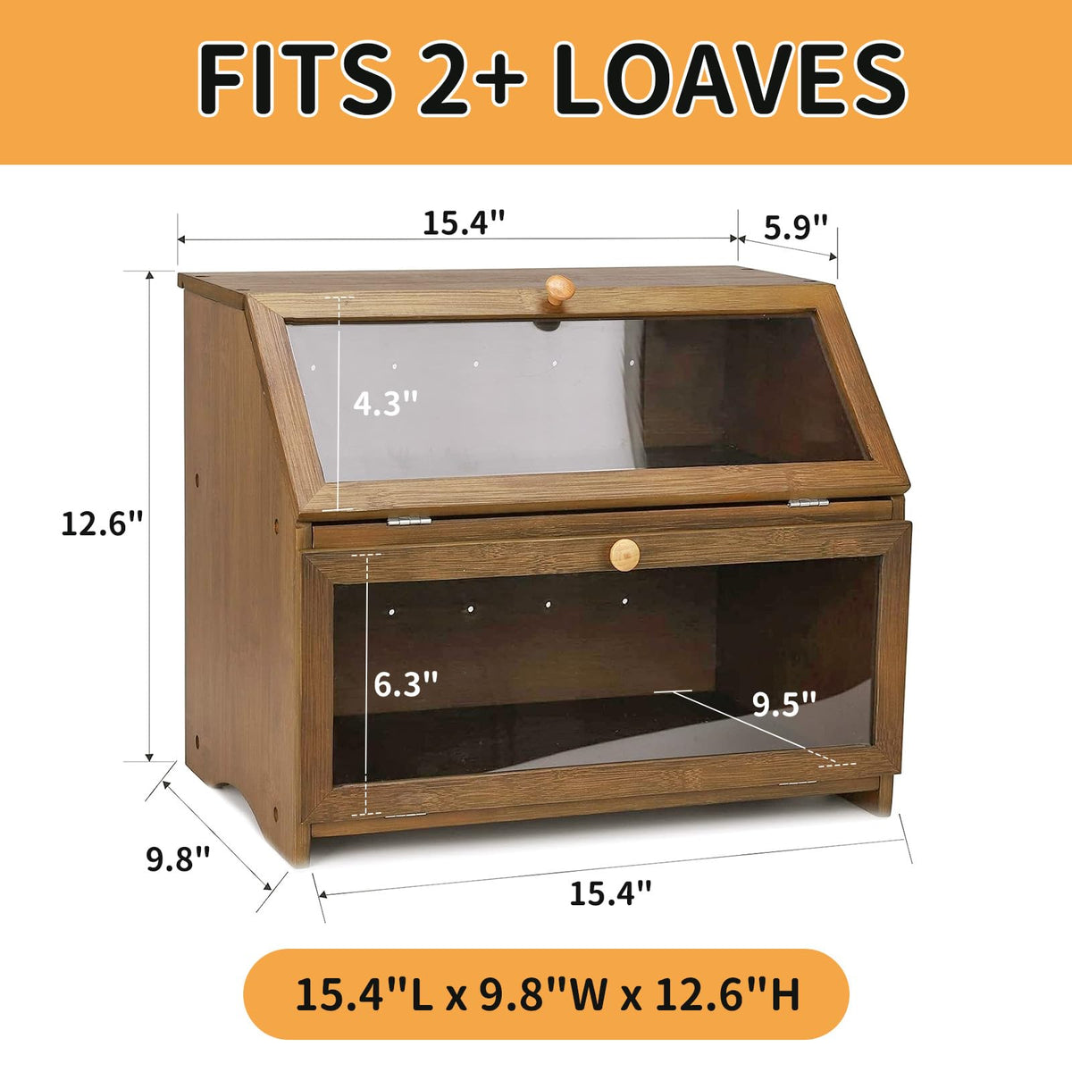 Double Layer Wooden Bread Box H958