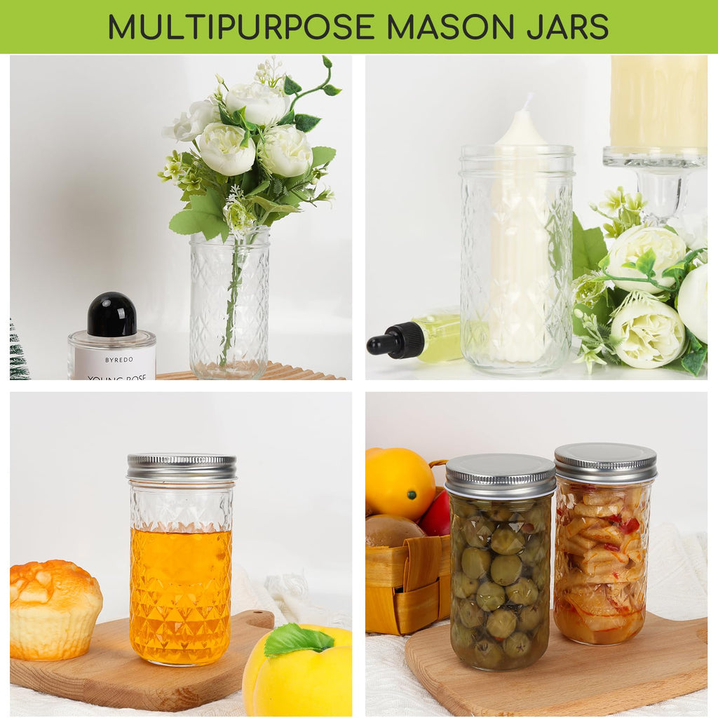 12 oz 20 Pack Glass Mason Jars with Airtight Lids A778