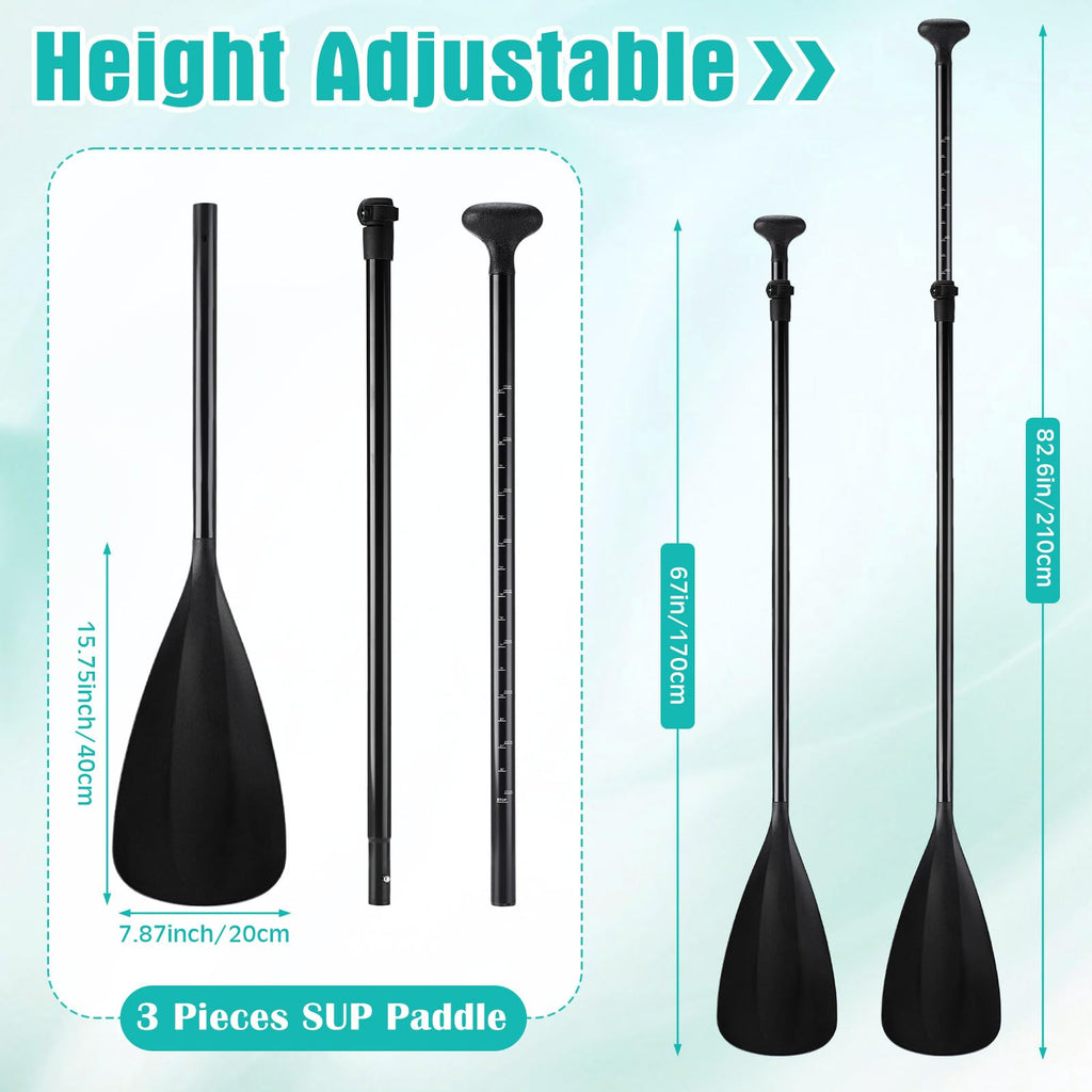 3 Pieces Paddle Board Paddle with Leash Detachable Aluminum Alloy Shaft P9547