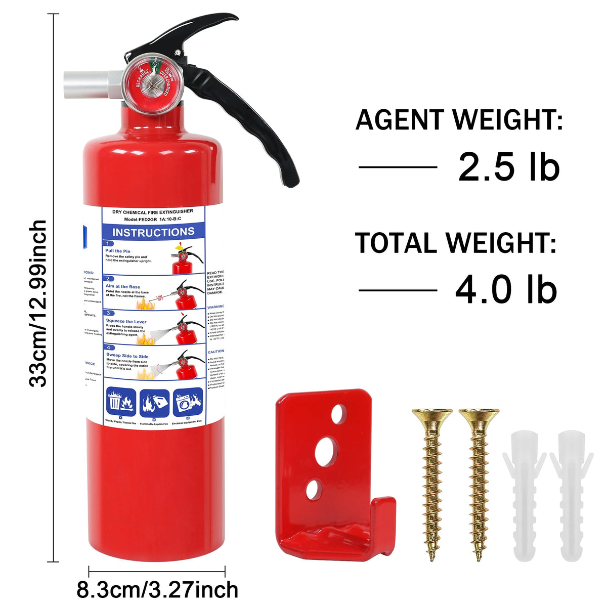 2.5lb ABC Dry Chemical Fire Extinguisher Y45898