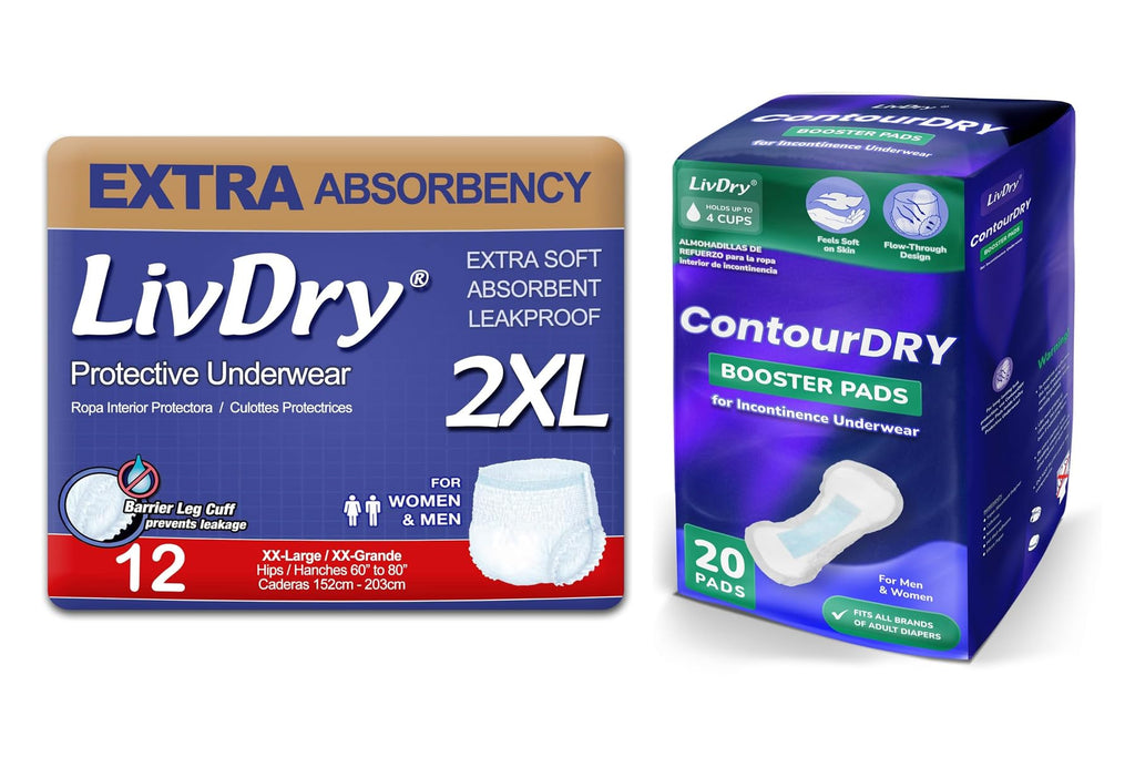 XXL Incontinence Underwear and XL Booster Pads Bundle Z1886