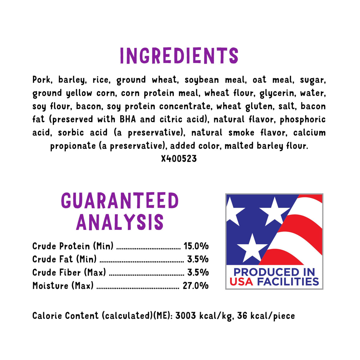 Dog Treats with Bacon 26 oz Pouches Y724502