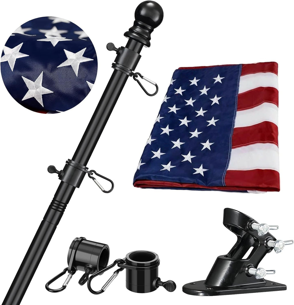 3x5 Embroidered American Flag with 5ft Flag Pole B40592