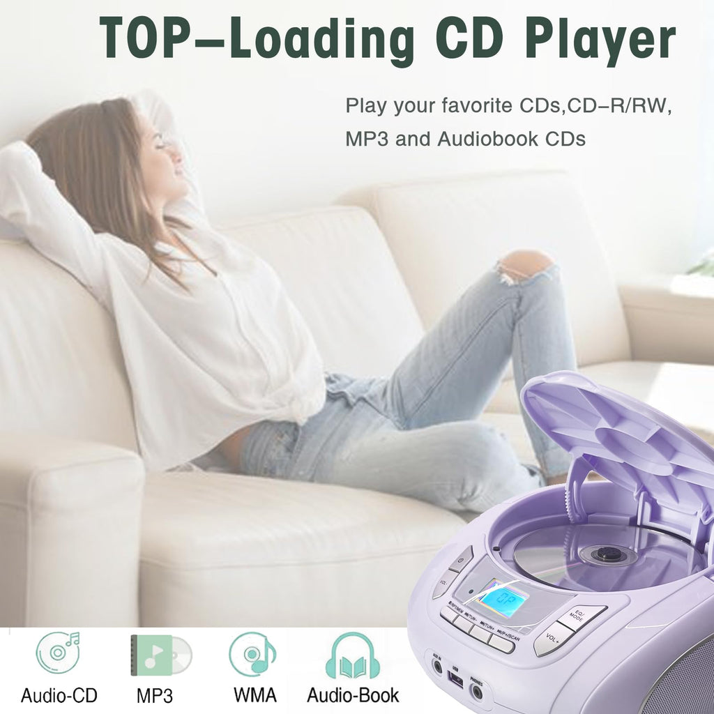 Portable CD Player with Bluetooth FM Radio USB MP3 E46814