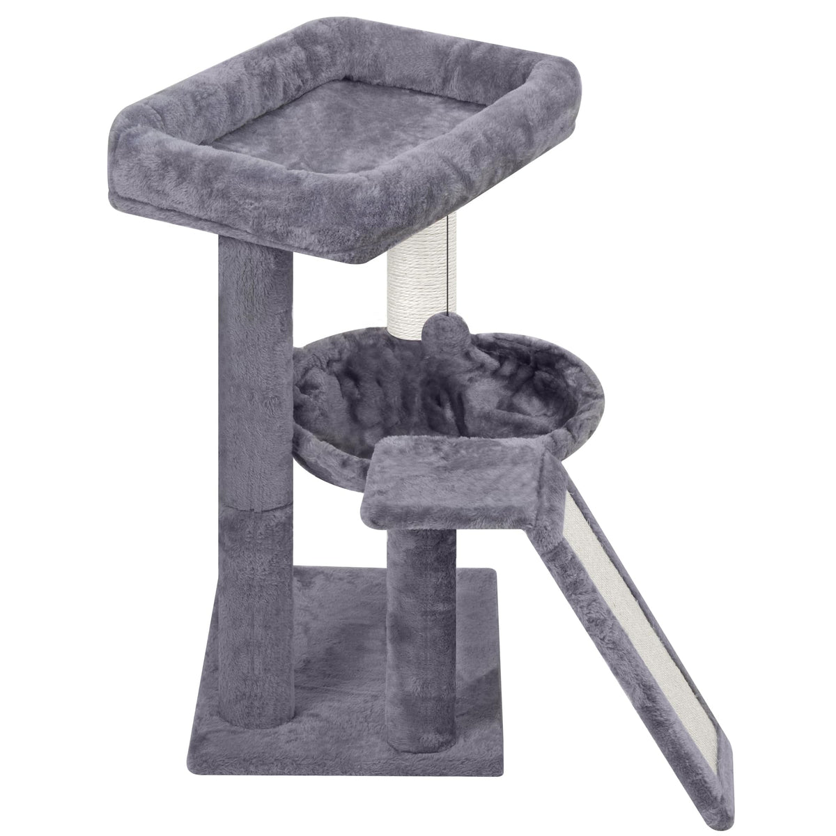 Cat Tree with Scratching Post and Hammock, Grey N655