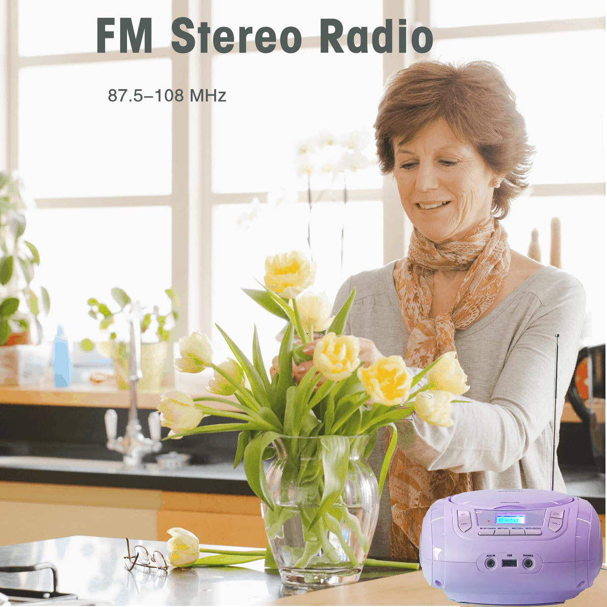 Portable CD Player with Bluetooth FM Radio USB MP3 E46814