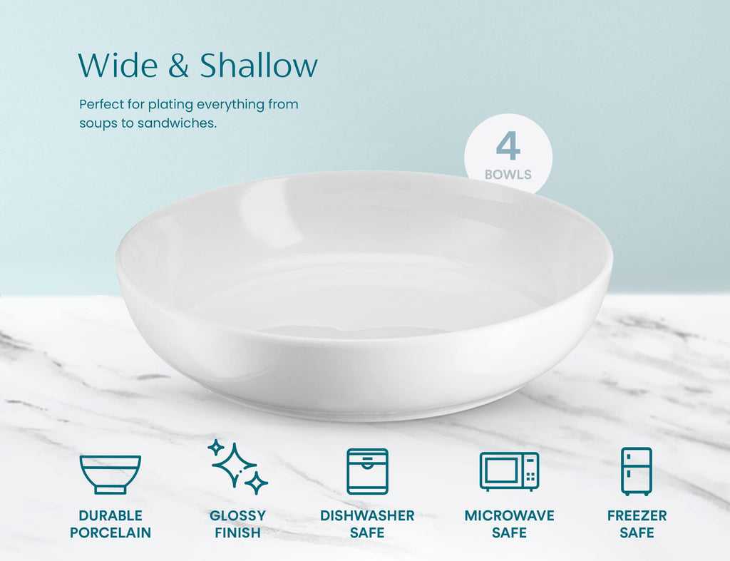 White 40 oz Pasta Bowls Set of 4 H930