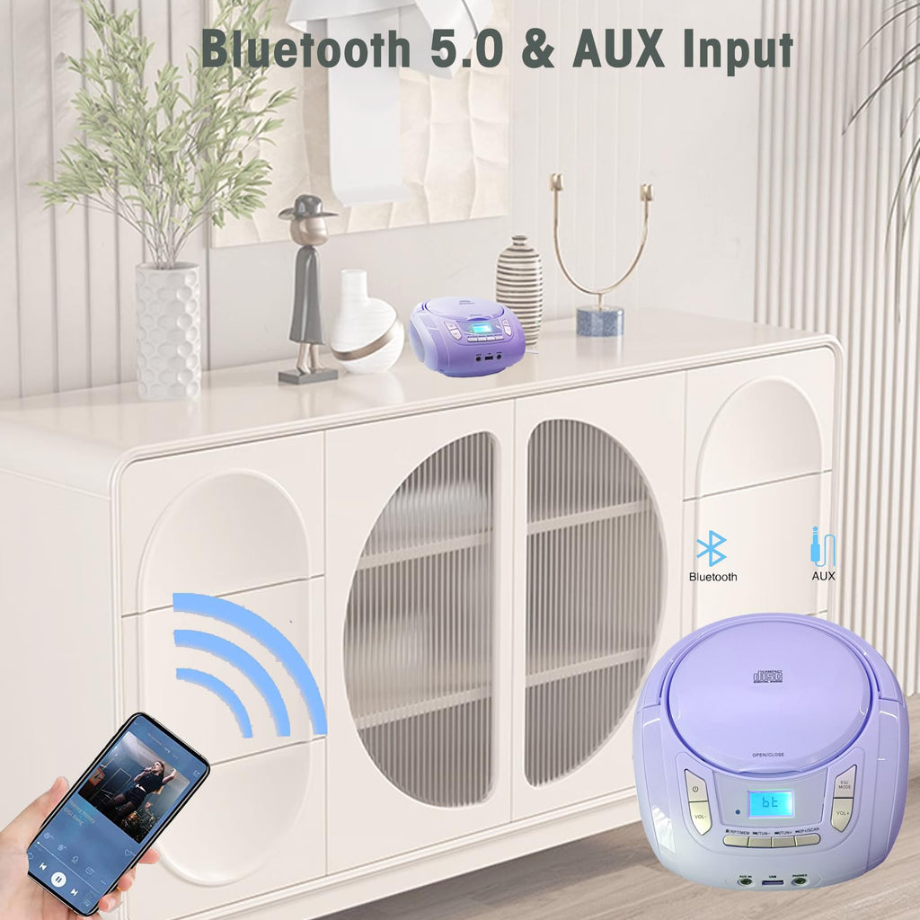 Portable CD Player with Bluetooth FM Radio USB MP3 E46814