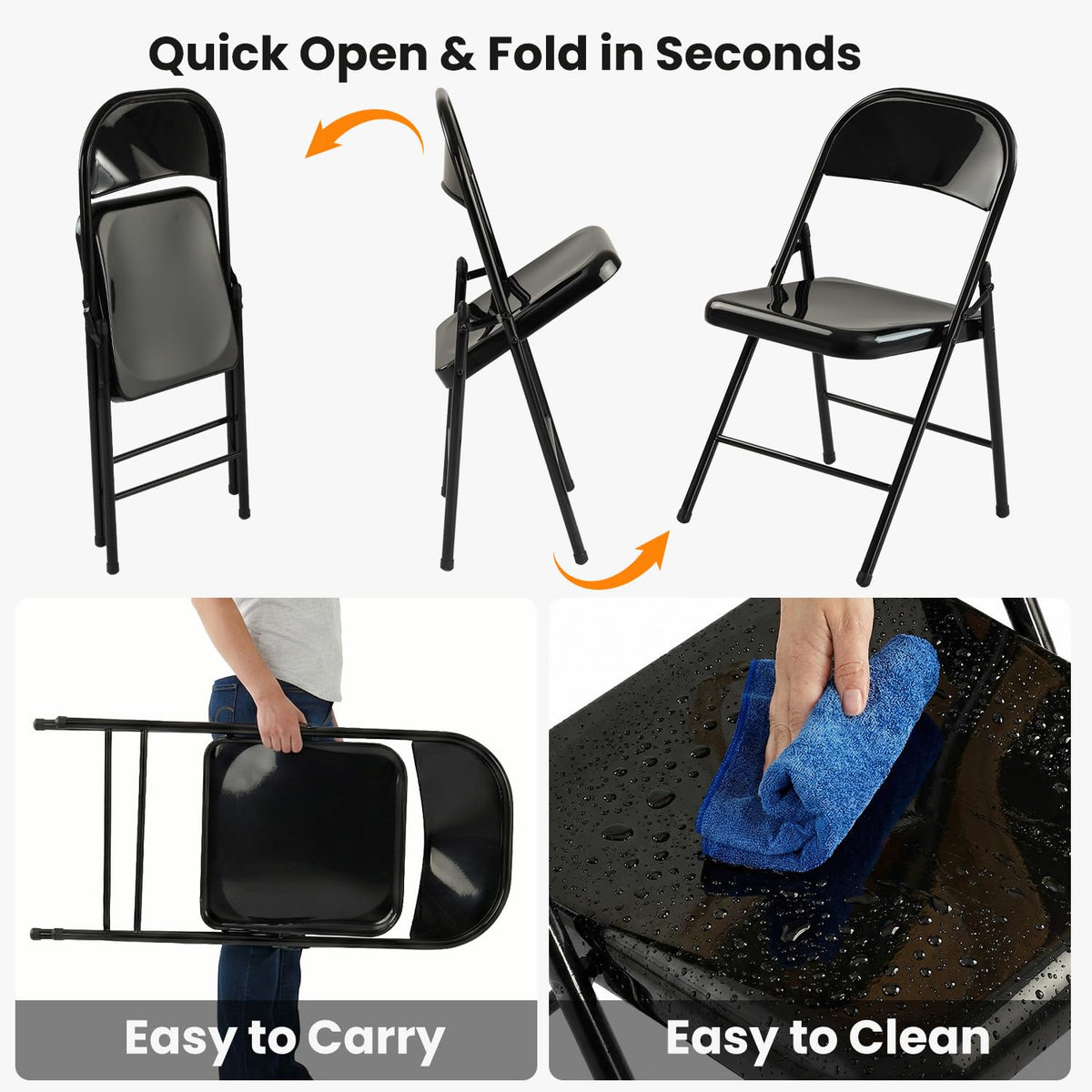 10 Pack Black Metal Folding Chairs P197