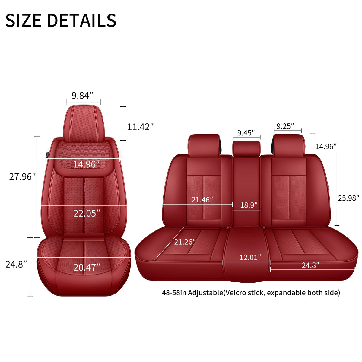 Red 5 Seat Car Seat Covers Full Set Q3417