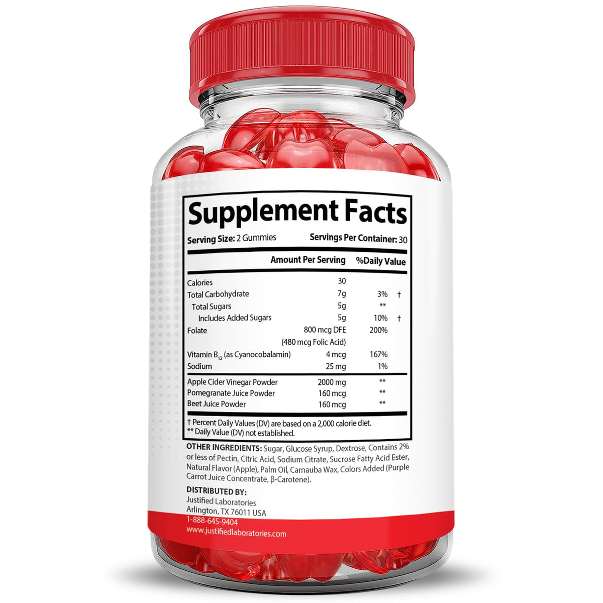 2000MG Beet Juice Pomegranate B12 Vegan Gummies V757