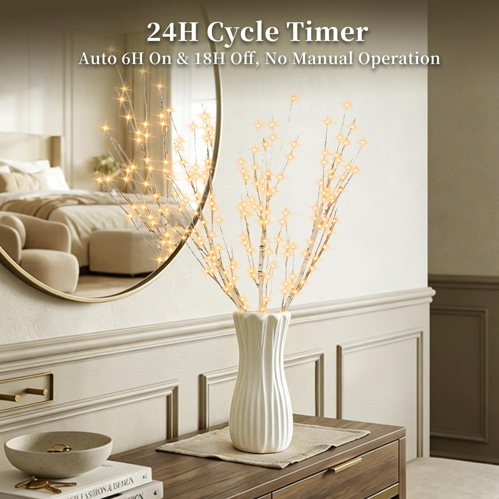 Lighted Birch Branches with Timer 33IN 180 LED Lights C30700