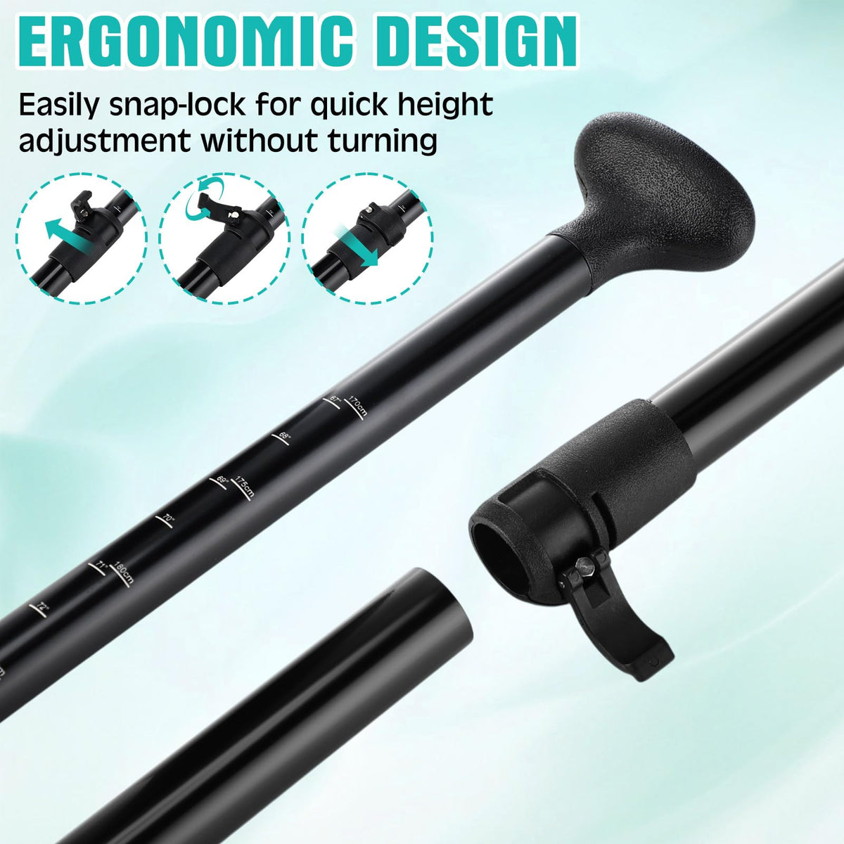 3 Pieces Paddle Board Paddle with Leash Detachable Aluminum Alloy Shaft P9547