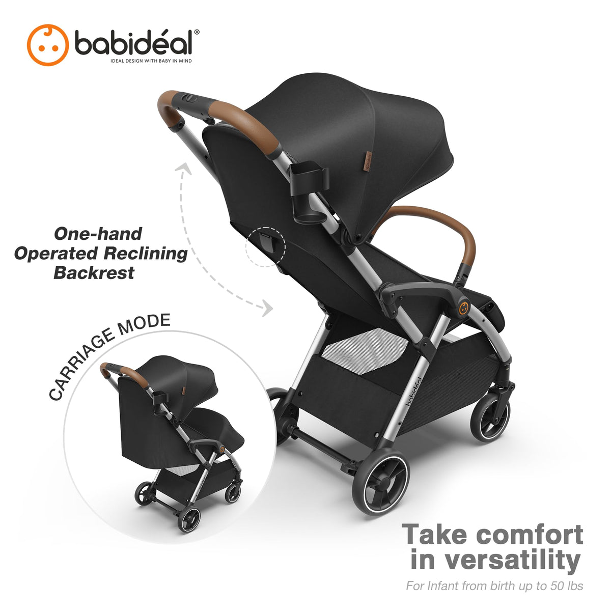 Lightweight Self-Folding Baby Stroller with Canopy and Cup Holder V6626
