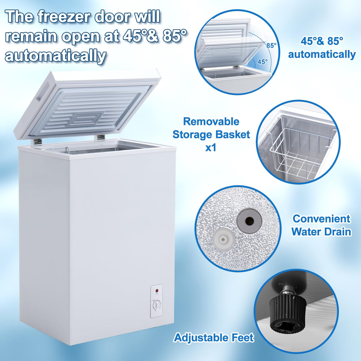 3.5 Cu.Ft White Chest Freezer with Basket Z394319