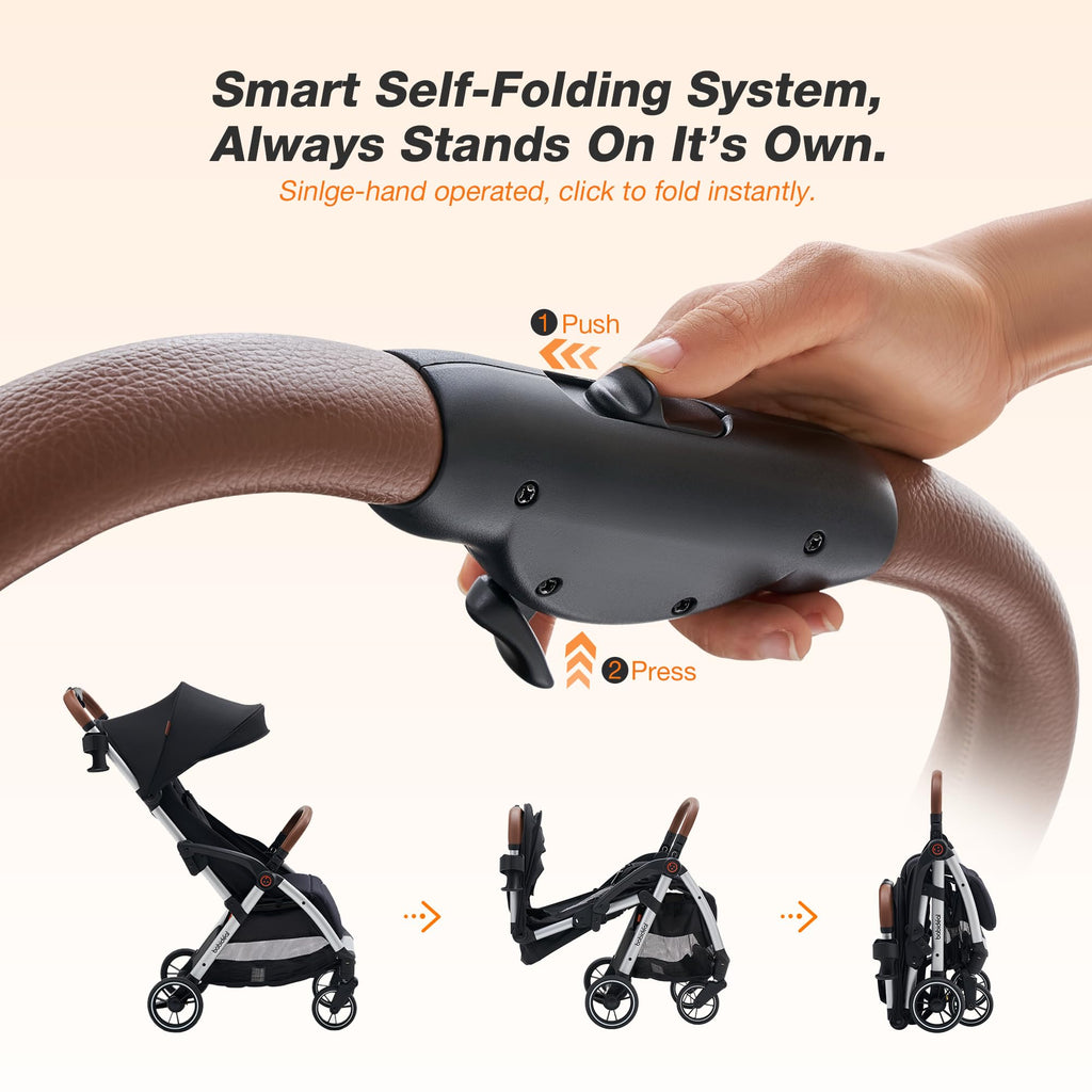 Lightweight Self-Folding Baby Stroller with Canopy and Cup Holder V6626