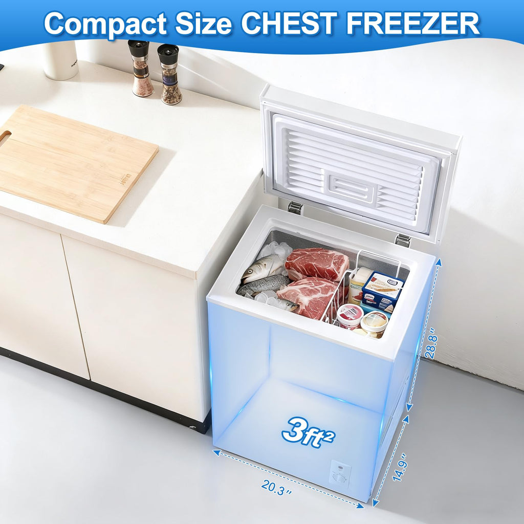 3.5 Cu.Ft White Chest Freezer with Basket Z394319