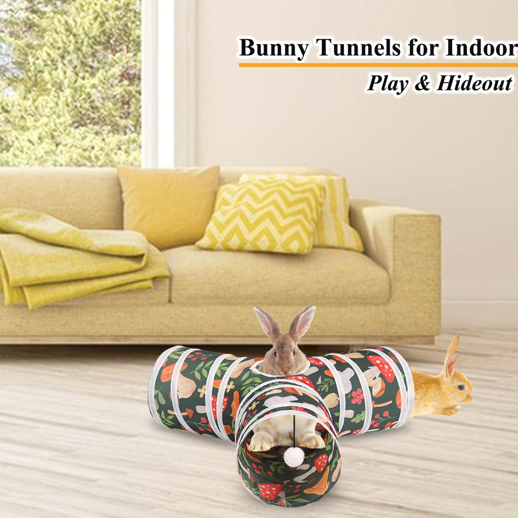 Collapsible 3 Way Rabbit Tunnel with Chew Toy Q526