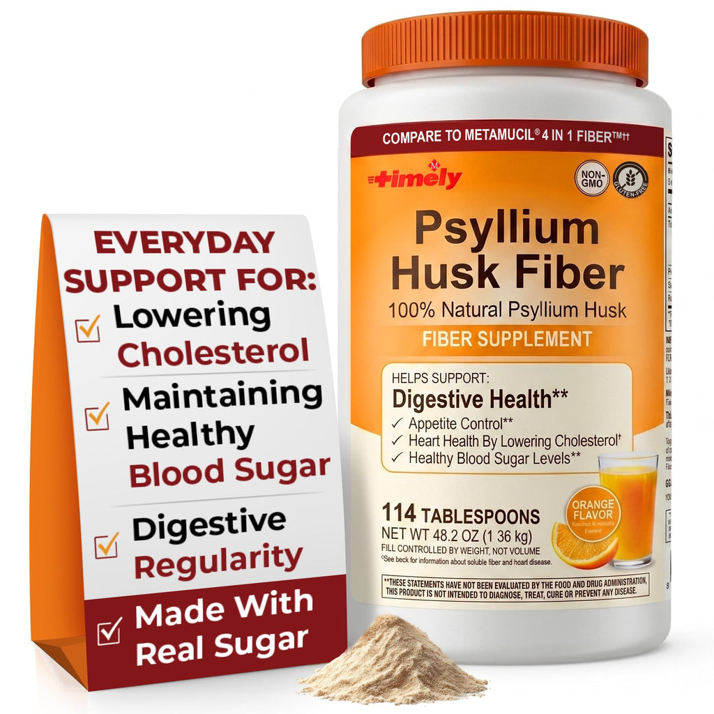 Psyllium Husk Powder Fiber Supplement Orange Flavor 48.2 oz P43693