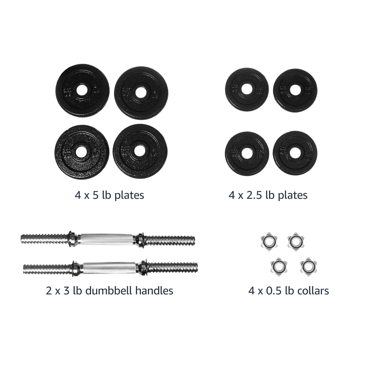 Adjustable Dumbbell Hand Weight Set with Storage Case, 38 Pounds, Black V2114